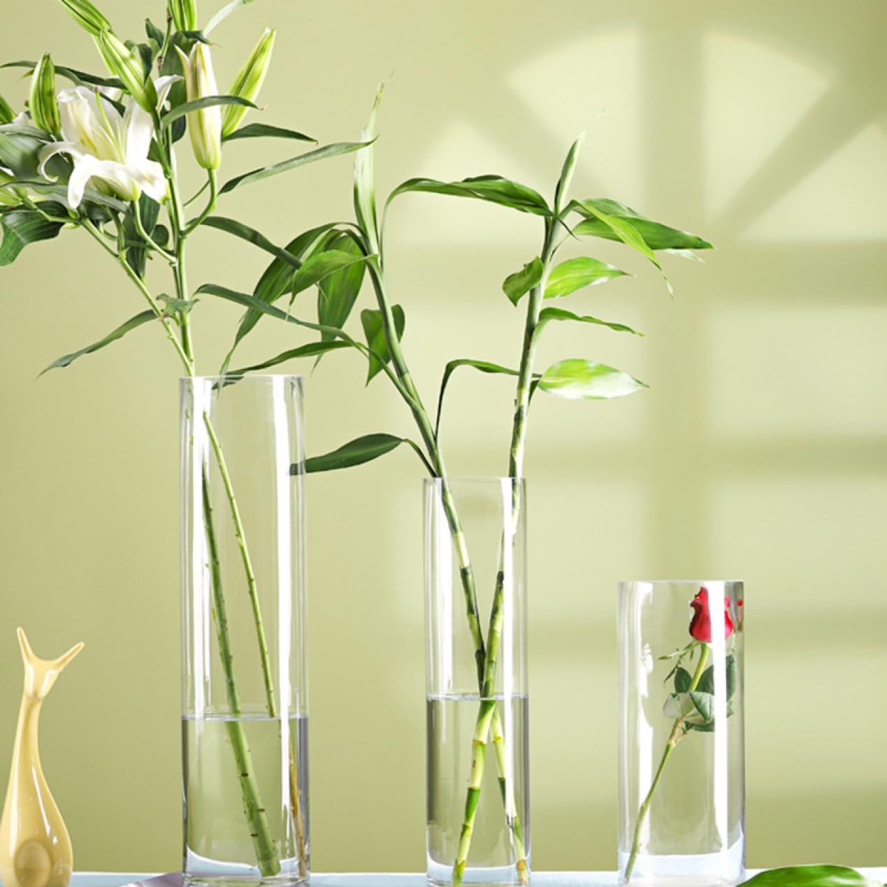 大きな ガラスの フラワーベース 高40cm上部径17.5cm 水垢あり